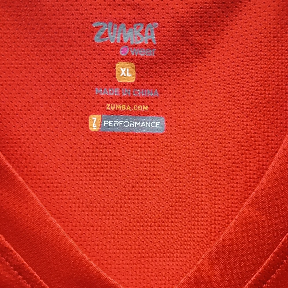 Zumba Fitness Red and Orange Rash Guard with Quick-Dry Fabric